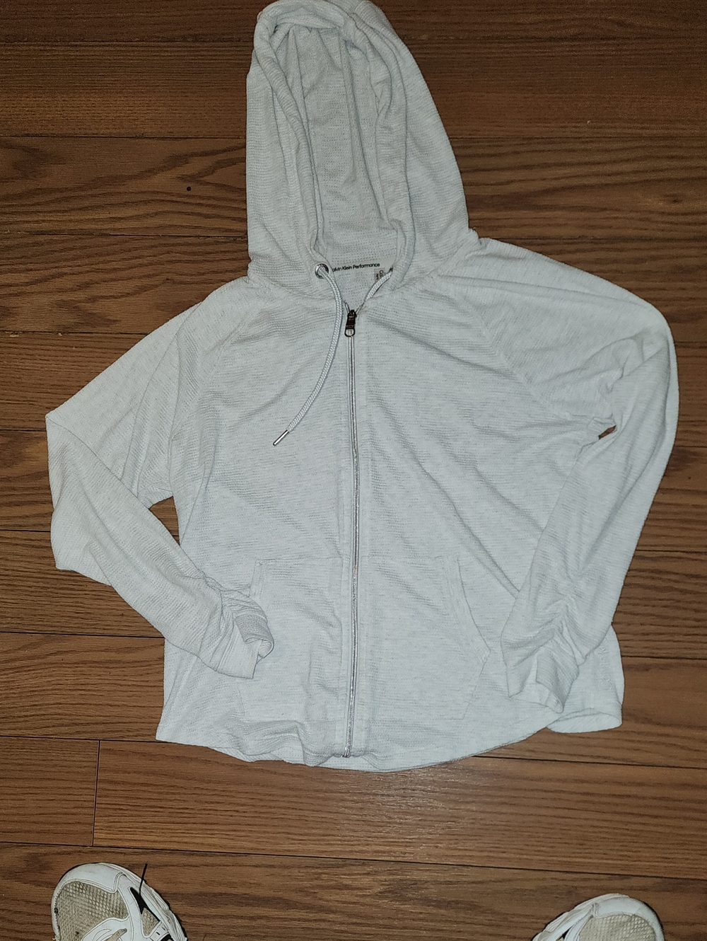 Calvin Klein Performance Light Gray Zip-Up Hooded Jacket